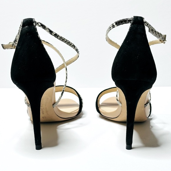Alexandre Birman Snakeskin Black Suede Braided Strappy Sandals Heel Stilettos 38 - Picture 7 of 14